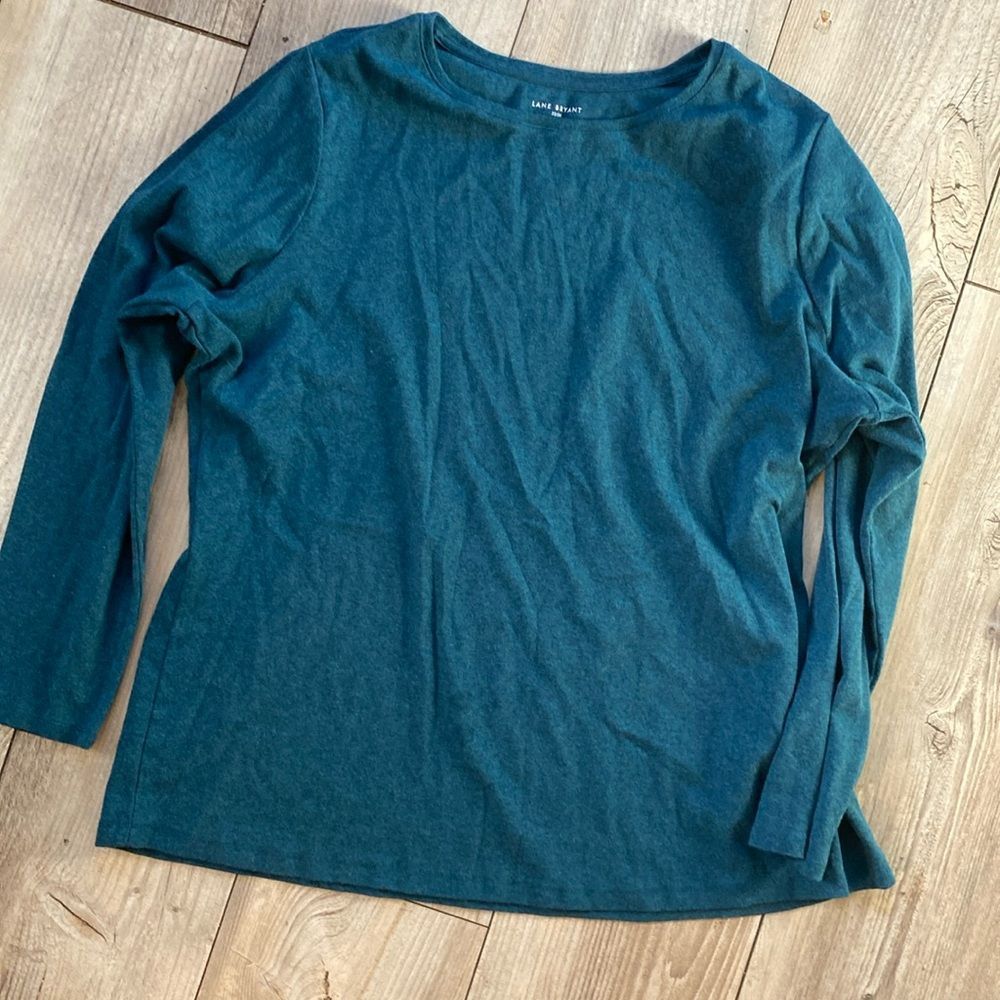 Lane Bryant Boat Neck Long Sleeve Cotton/Spandex Color Cyan Size 22/24…